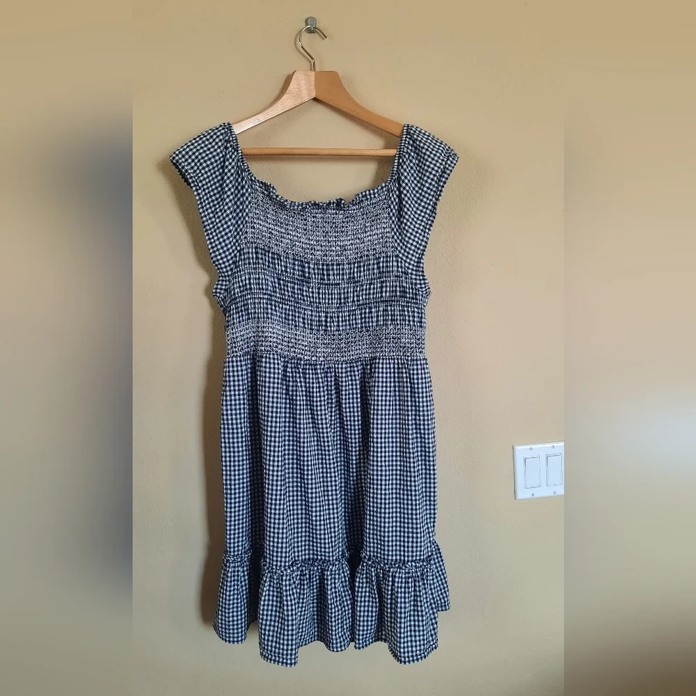 Gingham Ruched Smocked Dress Tiered Sundress - Picture 7 of 7